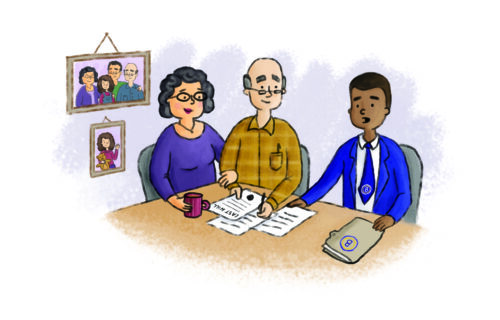 Couple receiving advice from a legal advisor