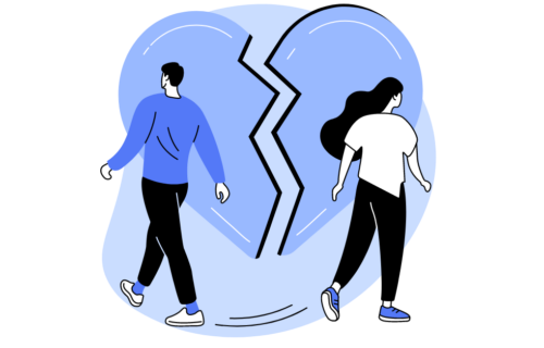 couple walking arway from each other - background broken heart - DIY divorce
